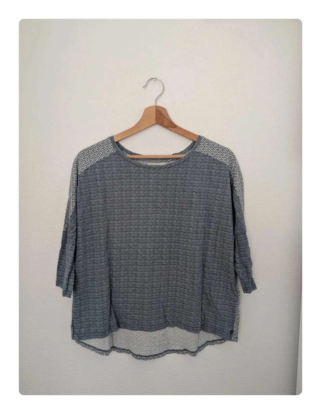 Haut fluide Bonobo Jeans - Motif géométrique bleu/blanc - Taille S (Très bon état)